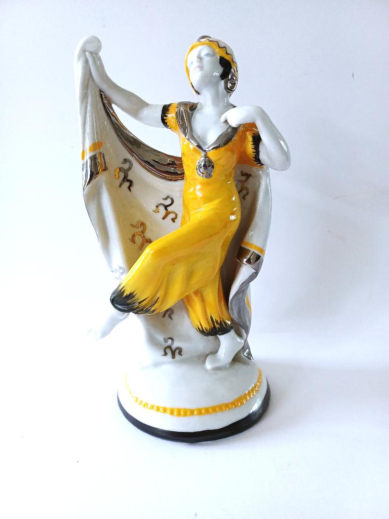 art deco beeldje danseres, Katzhütte 1920-1930 Duitsland, Antiek en Kunst, Antiek | Porselein, Ophalen of Verzenden