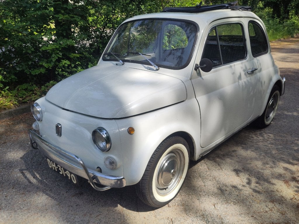 Fiat 500 0.65 L 1969 Wit, Auto's, Achterwielaandrijving, Zwart, 514 kg, Wit