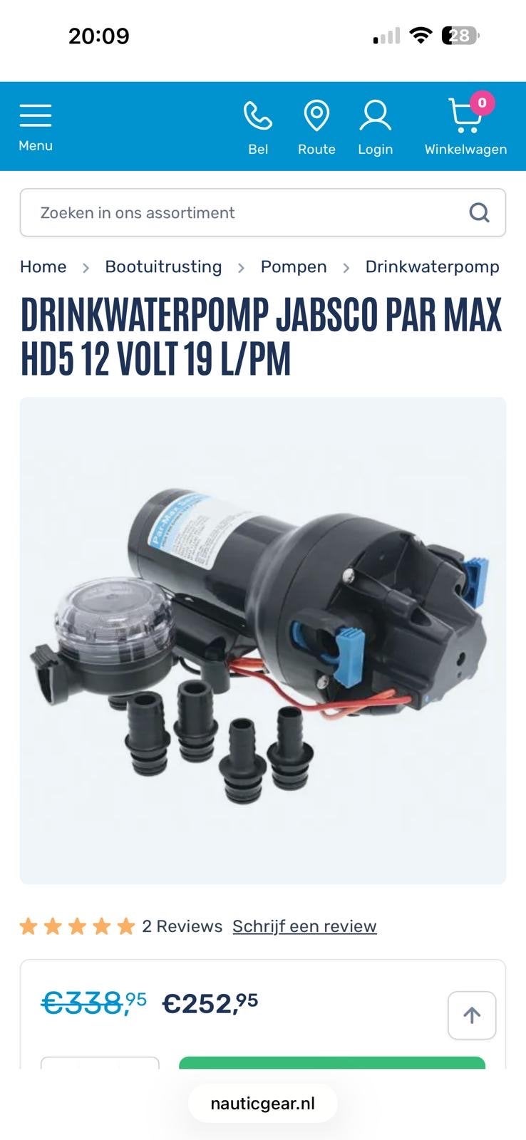 NIEUWE JABSCO  Par-Max HD5 Drinkwaterpomp 12V 19 L/PM, Ophalen, Nieuw