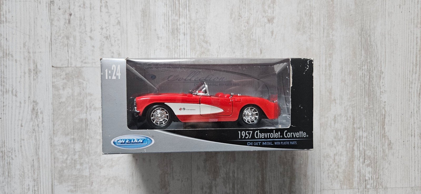 Chevrolet Corvette 1957 Welly, Ophalen of Verzenden, Zo goed als nieuw, Auto, Welly