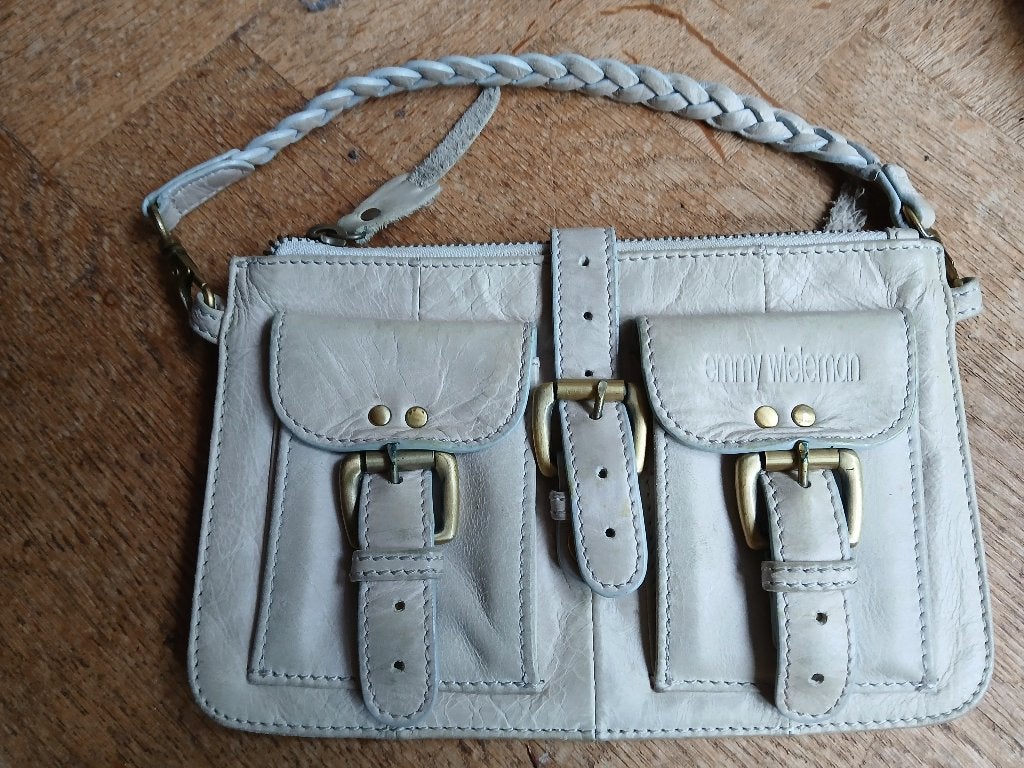 Emmy Wieleman retro damestas LEDER (CVK-91), Ophalen, Bruin, Handtas