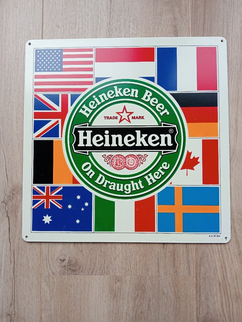 Heineken reclame bord vlaggen export, Verzamelen, Ophalen of Verzenden, Zo goed als nieuw, Reclamebord