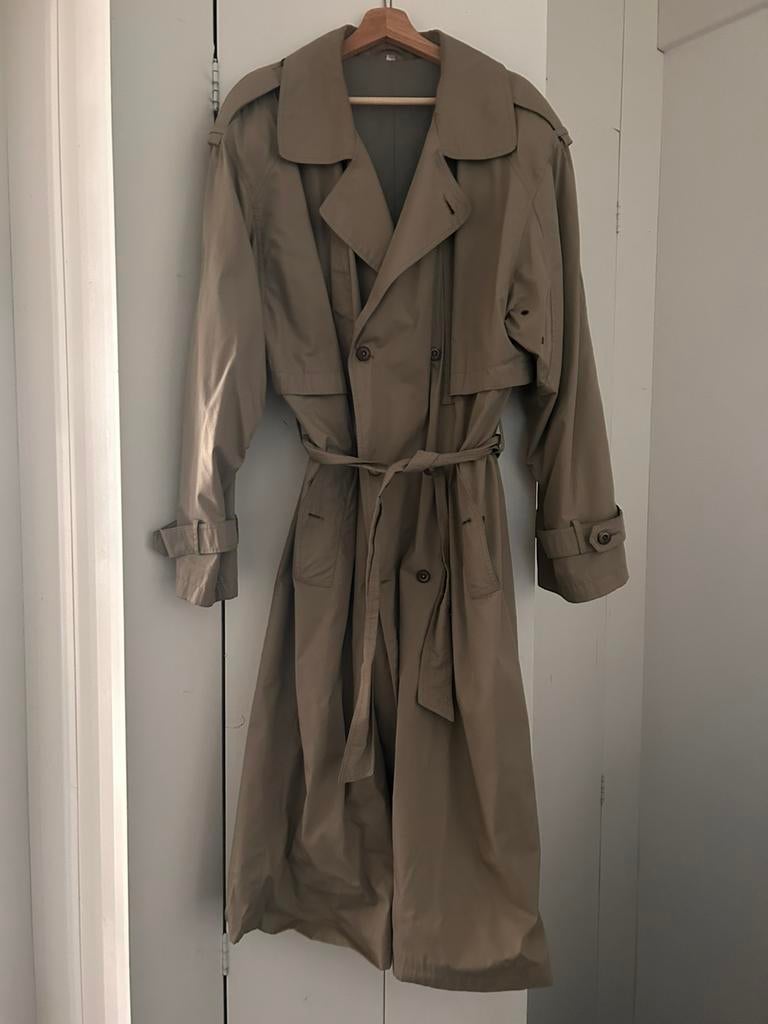 Lange trenchcoat regencoat jas groen maar M 38 50, Ophalen, Zo goed als nieuw, Maat 38/40 (M), Groen