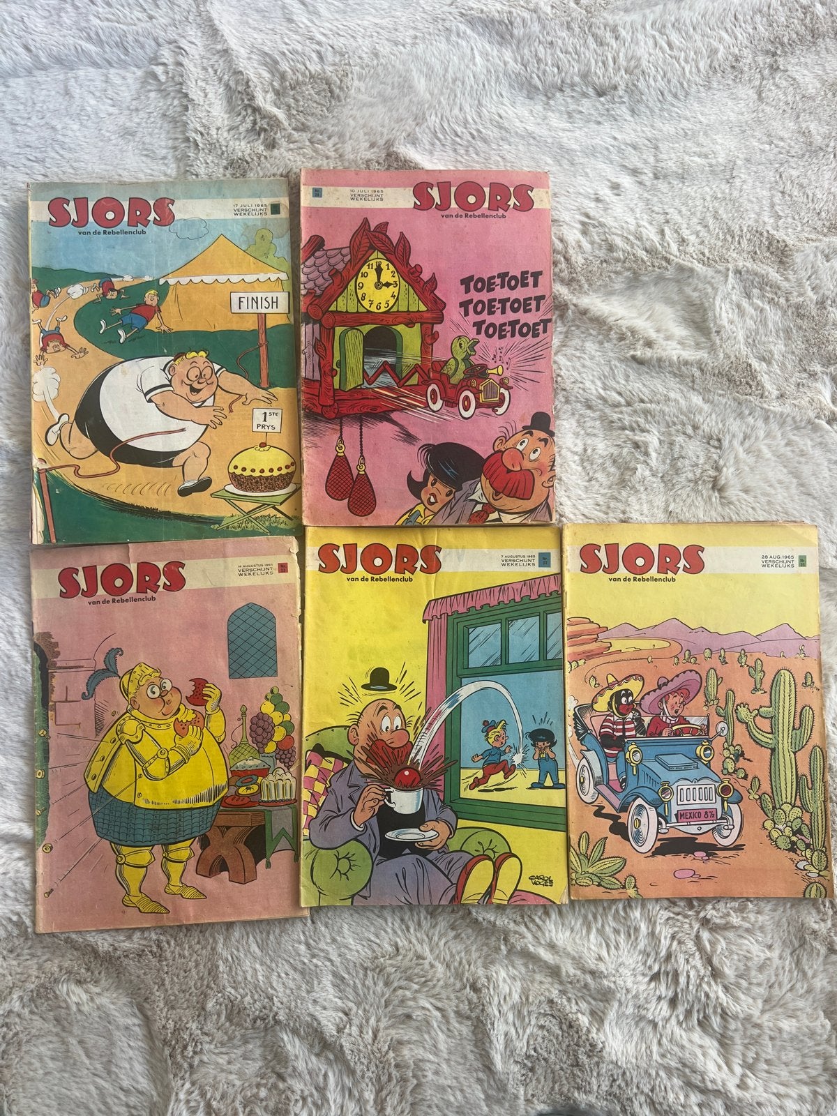 Sjors van de Rebellenclub - 5 oude stripboeken uit 1965, Meerdere stripboeken, Ophalen of Verzenden, Gelezen
