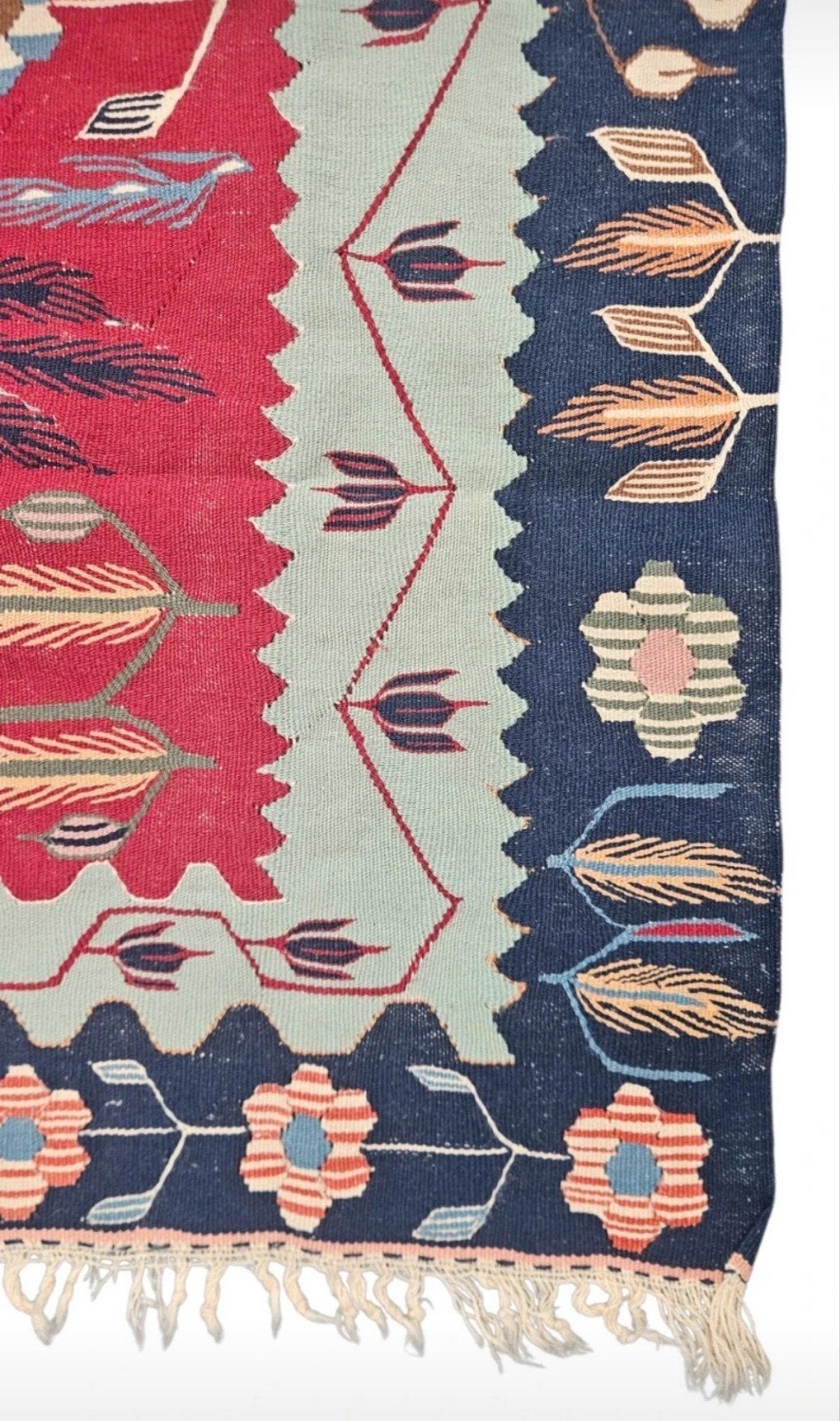 Handgeweven oosterse wollen vintage Kelim floral 107x170cm, Gebruikt, 100 tot 150 cm, Www.hypepopup.nl, Ophalen of Verzenden