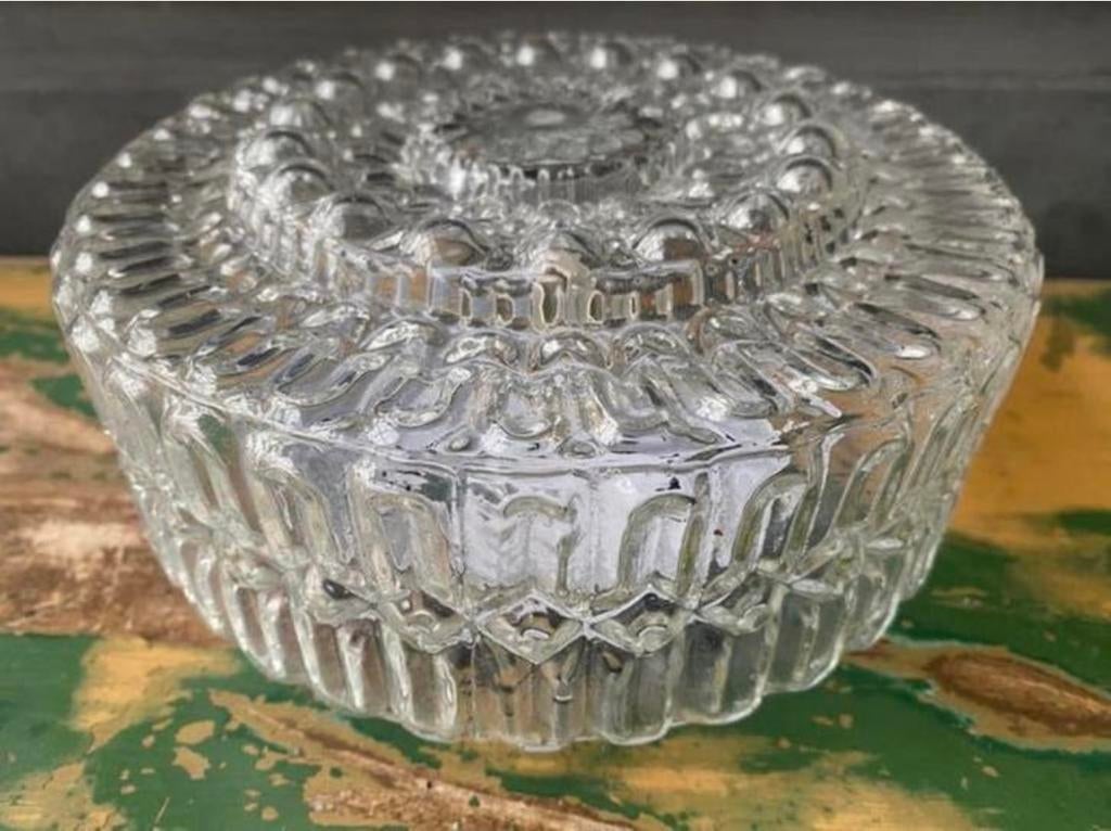 Plafonniere plafondlamp lamp rond glas vintage glas, Gebruikt, Vintga retro, ?, ?