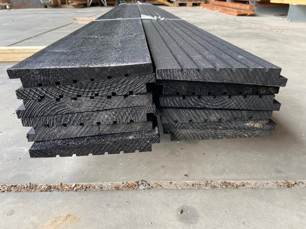 Zweeds rabat vuren excellent Zwart 1,4/2,8x19,5x360- J&W 181, Ophalen, Nieuw, 250 cm of meer, Planken