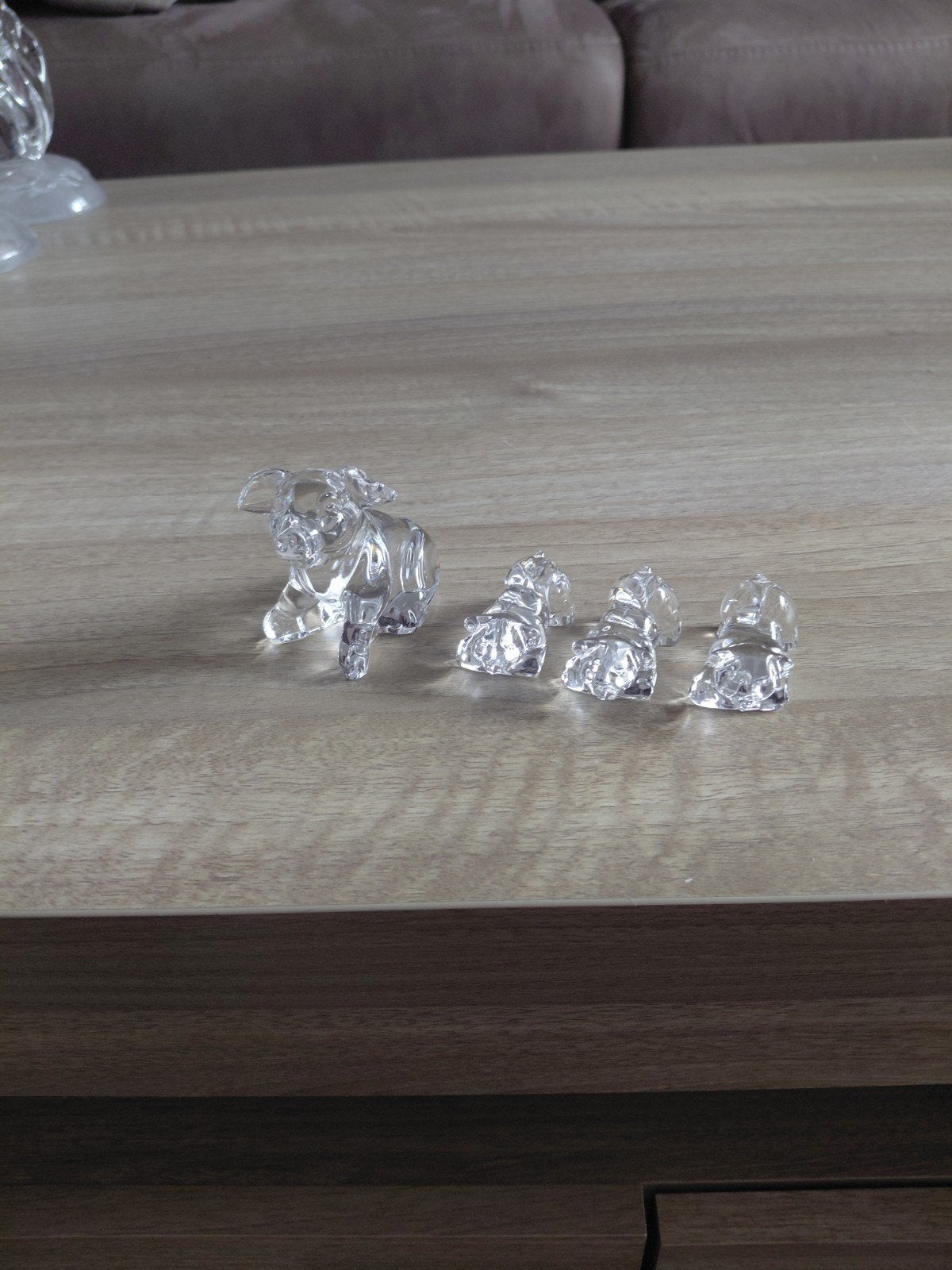 Glazen varken met 3 biggetjes - decoratie, Ophalen of Verzenden