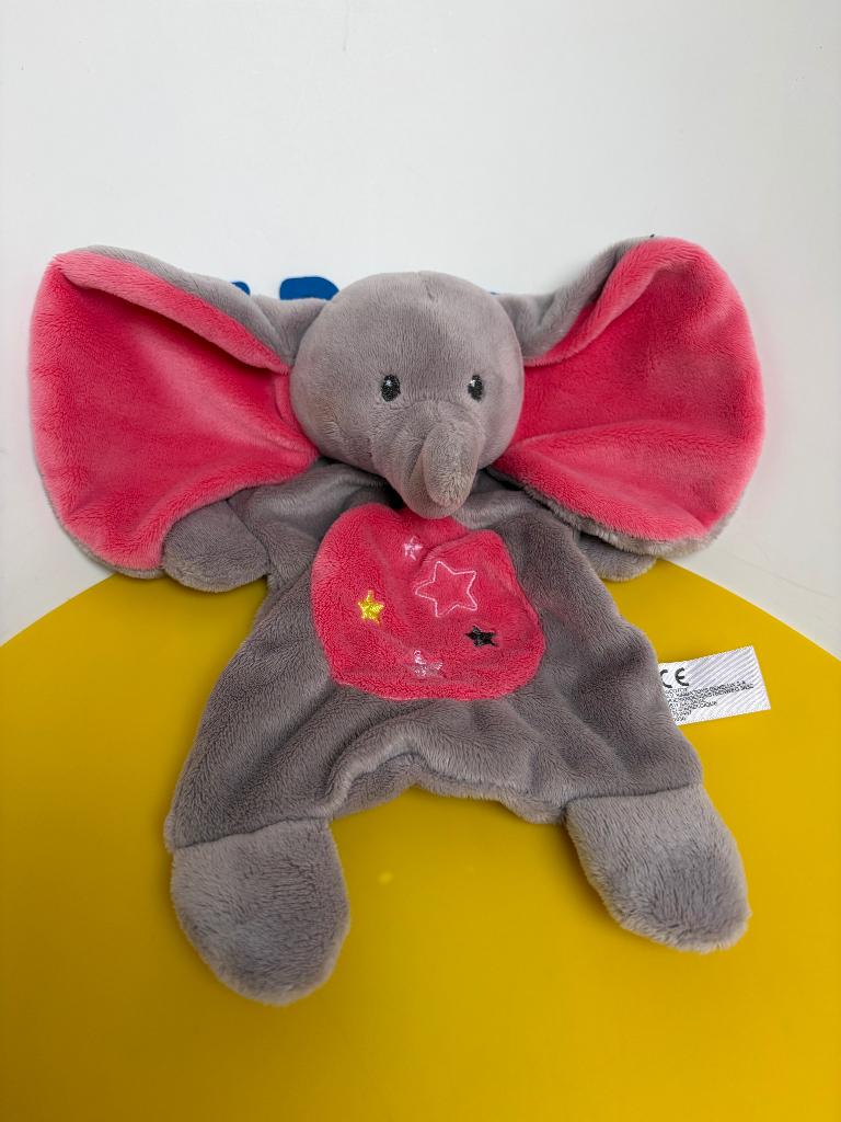 519 nicotoy doekje olifant grijs roze, Kinderen en Baby's, Speelgoed | Knuffels en Pluche, Ophalen of Verzenden, Olifant