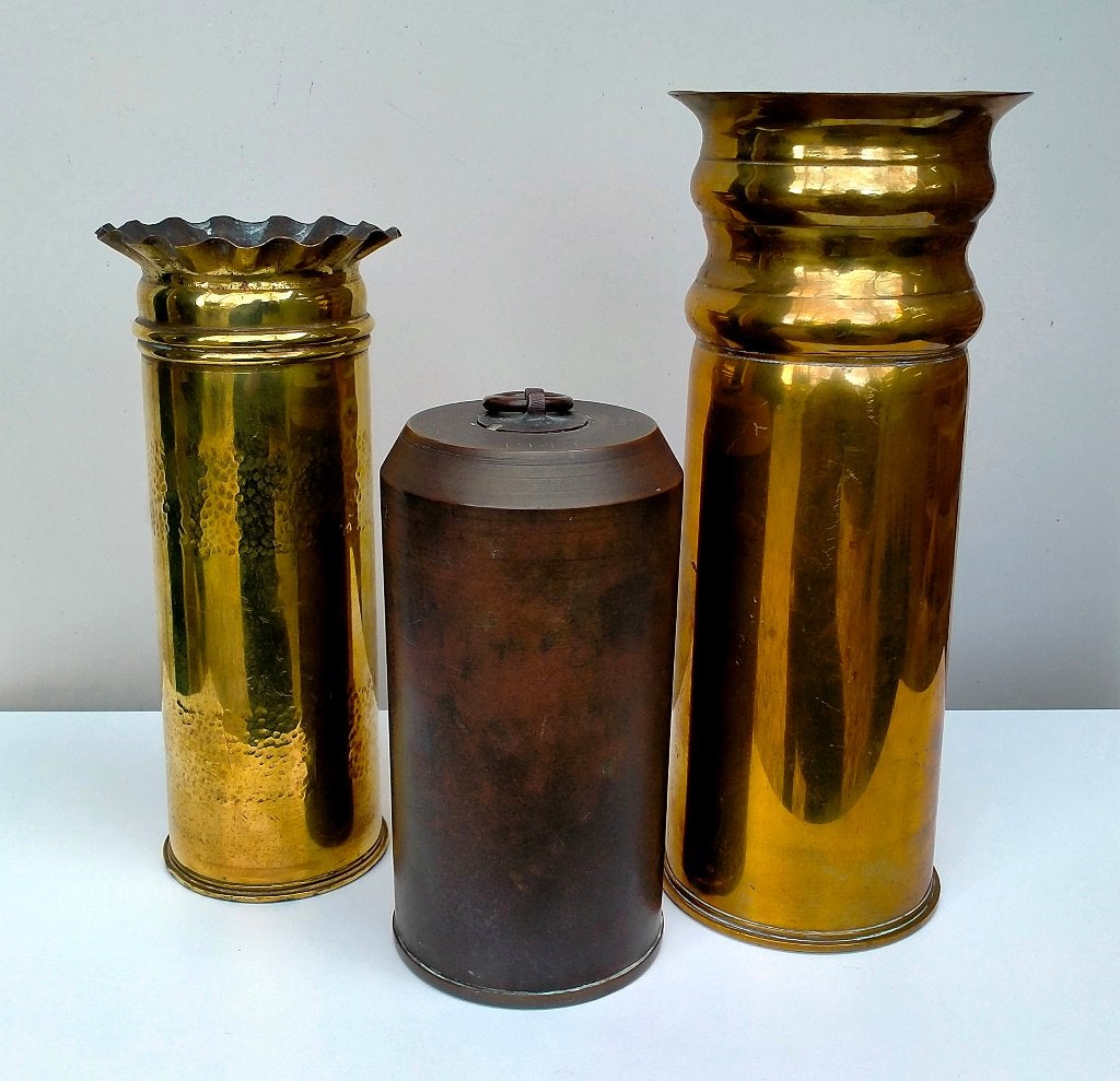 WWII / WW2 Trench Art Graan Huls - 3 Hulzen 1Koop - 1942/43, Ophalen of Verzenden, Landmacht, Engeland, Hulzen of Bodemvondsten
