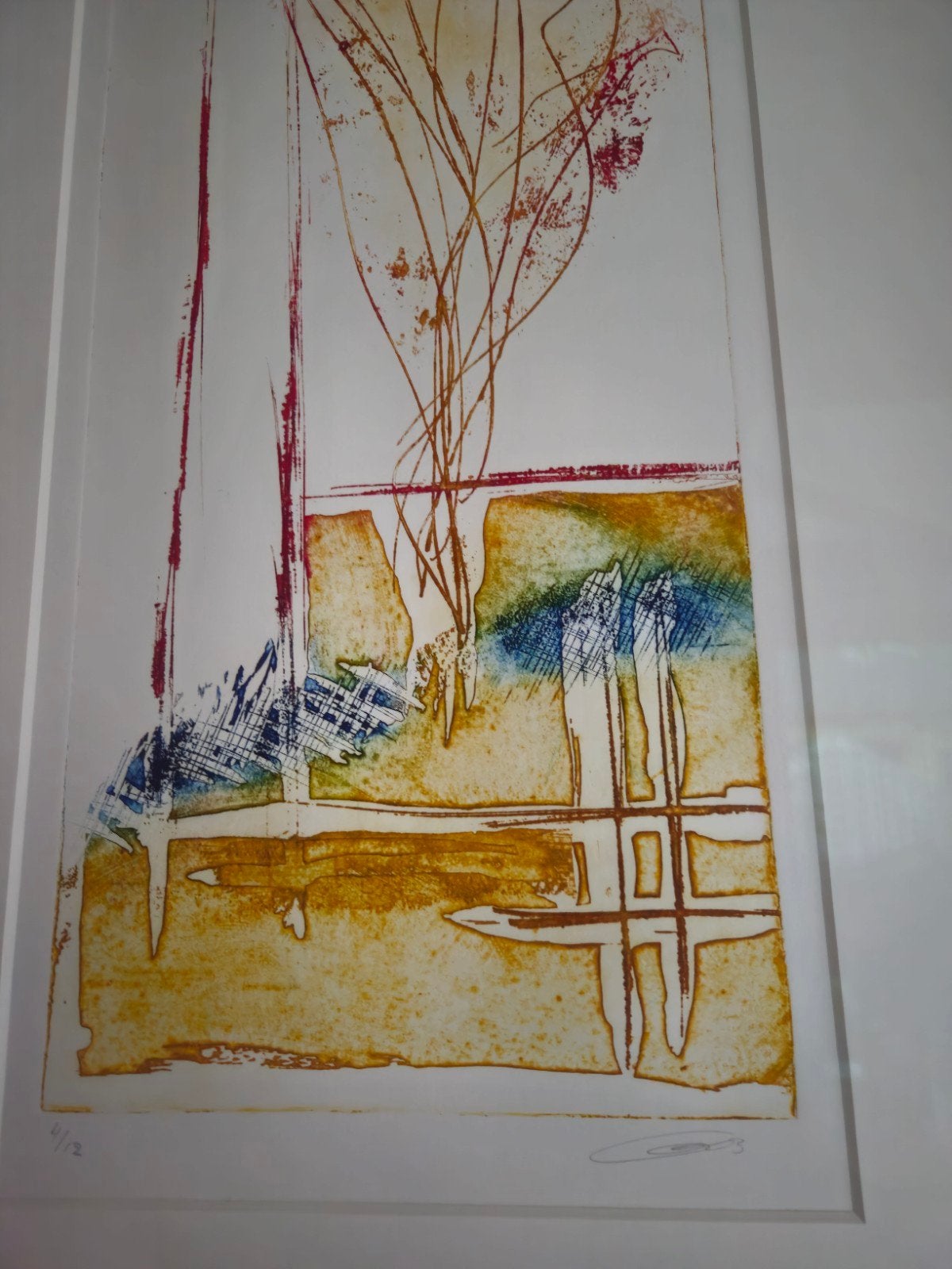 Abstracte Zeefdruk - Kleurrijk en Modern Kunstwerk, Antiek en Kunst, Kunst | Litho's en Zeefdrukken, Ingelijst, Ophalen of Verzenden