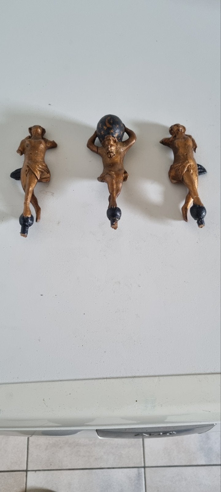 3 antieke houten poppen notaris klokje armpjes afgebroken kl, Ophalen of Verzenden