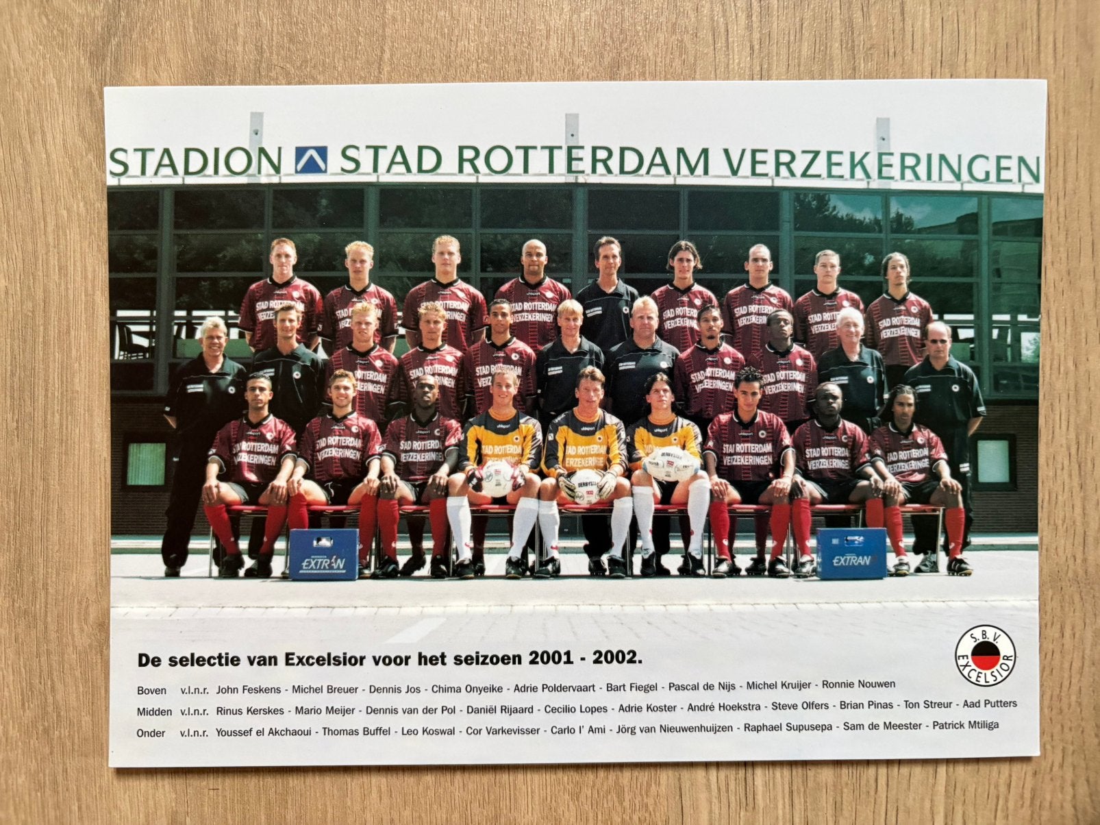 Elftalfotokaart Excelsior 2001-2002 A5 formaat., Ophalen of Verzenden, Nieuw, Overige binnenlandse clubs, Spelerskaart