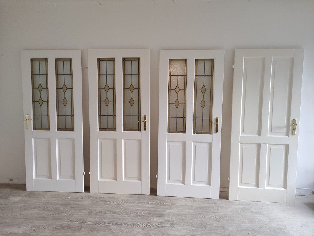 3x glas in lood paneeldeur + bijpassende wc deur, Doe-het-zelf en Verbouw, Deuren en Horren, Ophalen, Gebruikt, 80 tot 100 cm