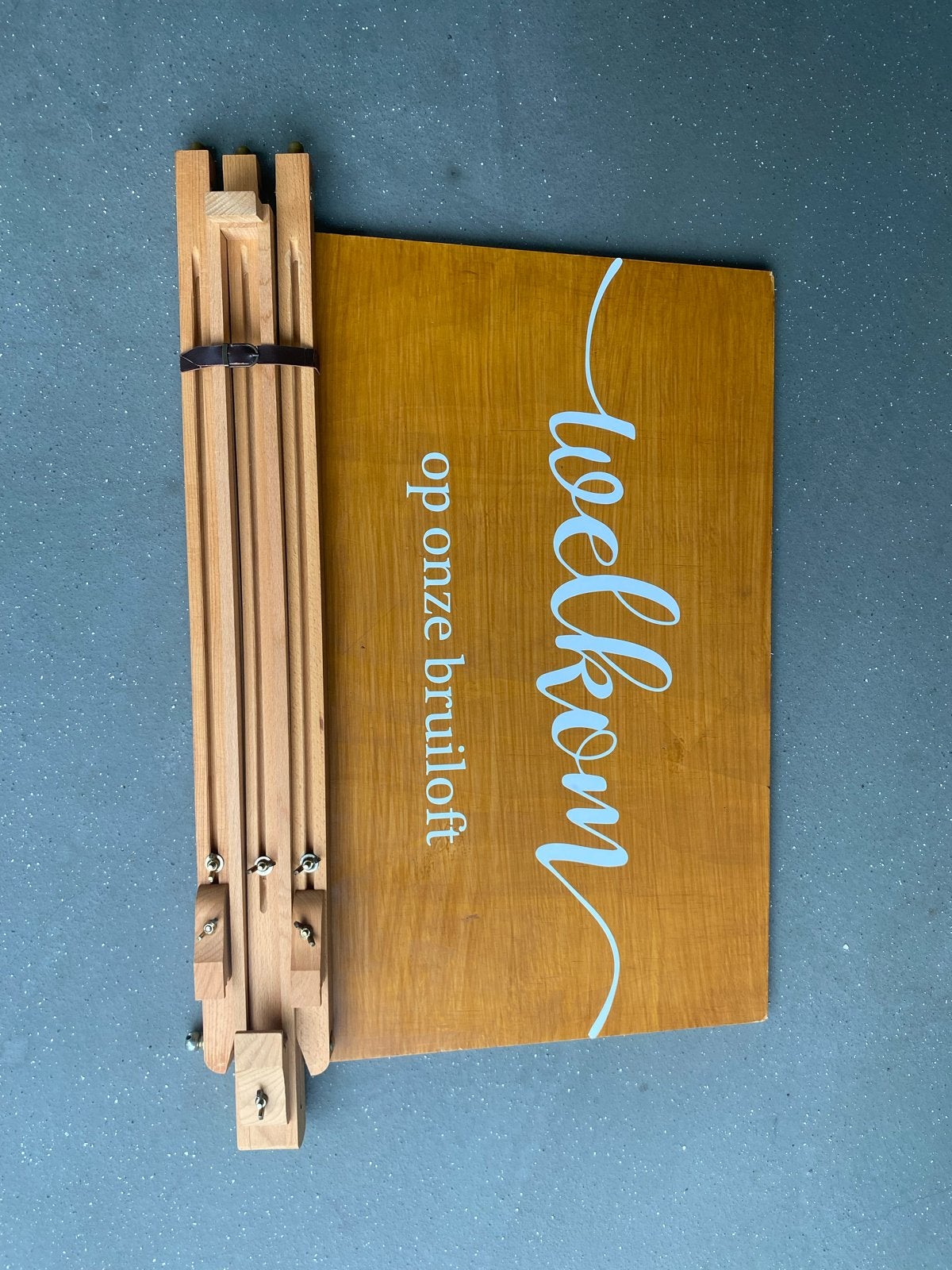 Welkomstbord Bruiloft met Ezel - Hout, Hout, Ophalen of Verzenden, Bruin, Landelijk