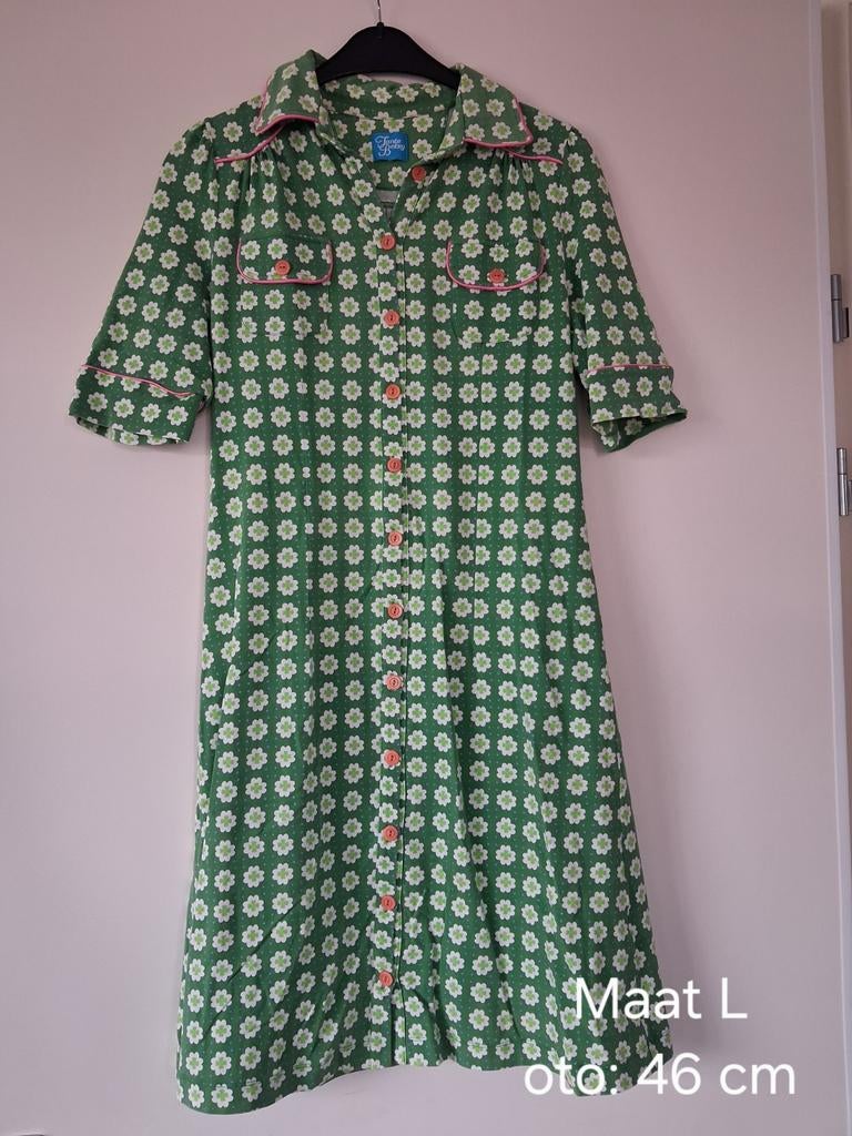 Tante Betsy jurk maat L, Ophalen of Verzenden, Zo goed als nieuw, Groen, Knielengte