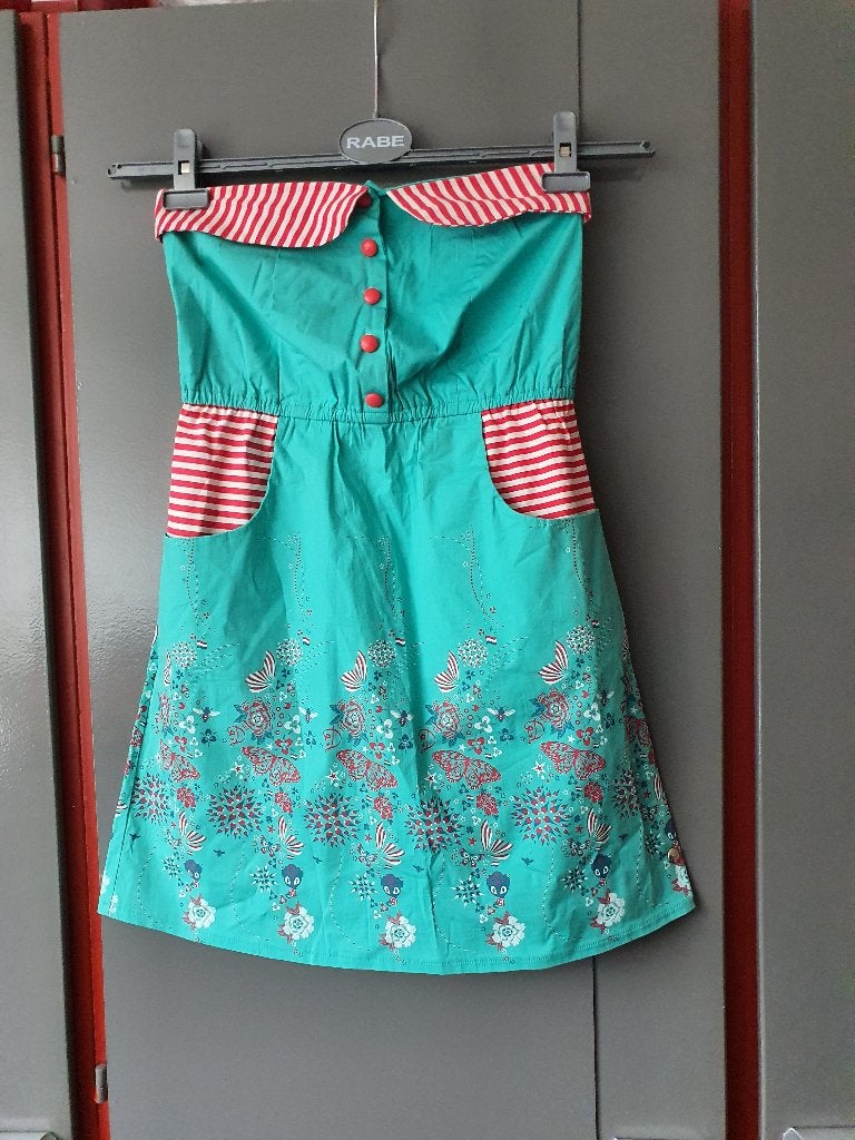 Y2K Vintage Pussy Deluxe Groene Strapless Jurk - Maat S, Ophalen of Verzenden, Zo goed als nieuw, Maat 38/40 (M), Groen