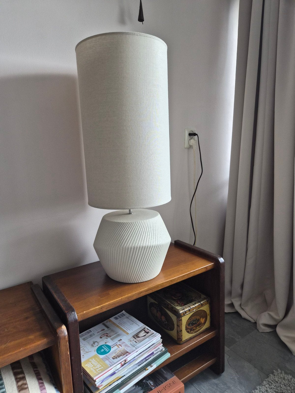 Japandi Tafellamp - Bijna Nieuw - 80 cm Hoog, Zo goed als nieuw, Ophalen, Beige, Natuurlijk materiaal