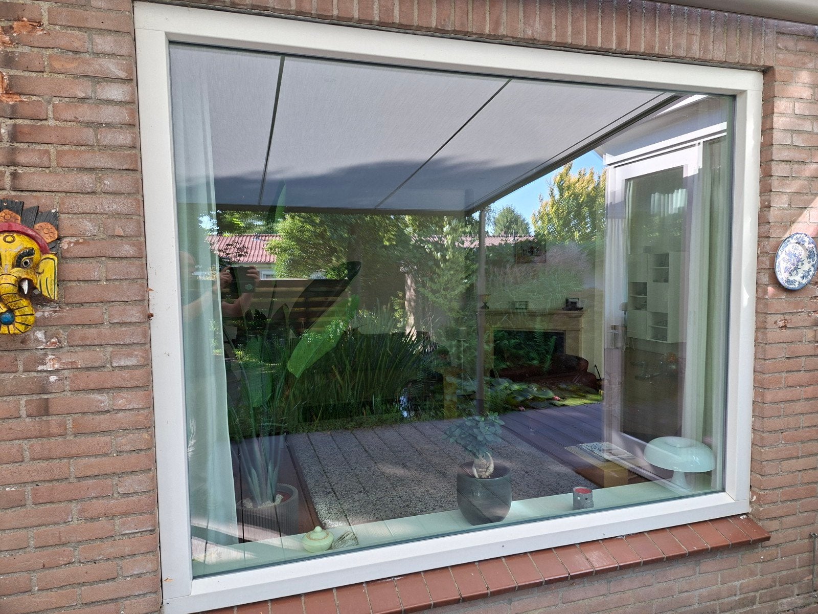 Groot vast raam kunststof kozijn 245x195 cm met dubbelglas, Ophalen, Gevelraam of Ruit, Gebruikt, 160 cm of meer