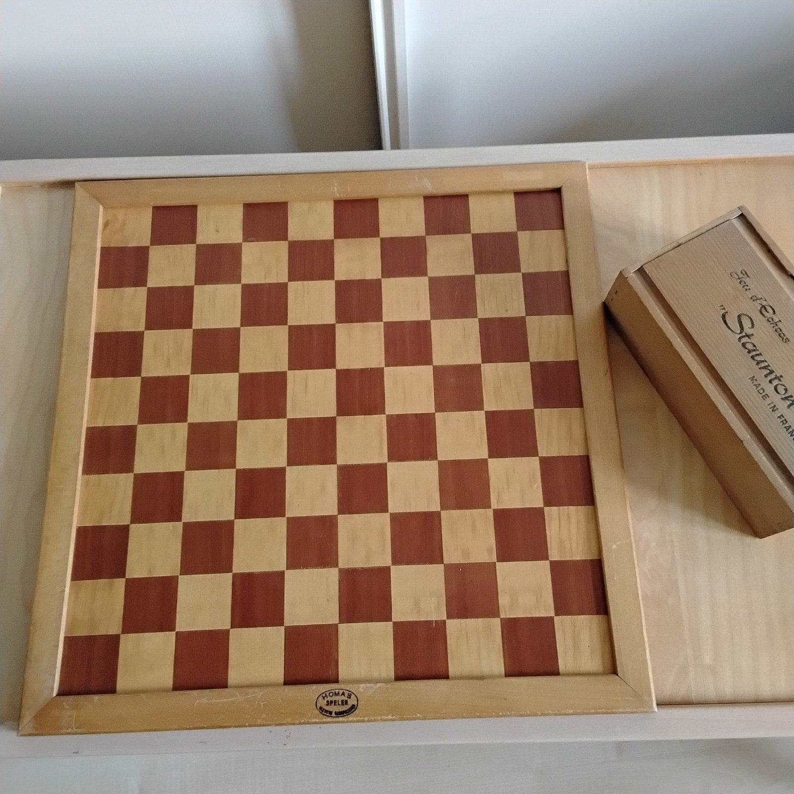 Homas schaakbord/dambord met schaakstukken Staunton, Ophalen of Verzenden
