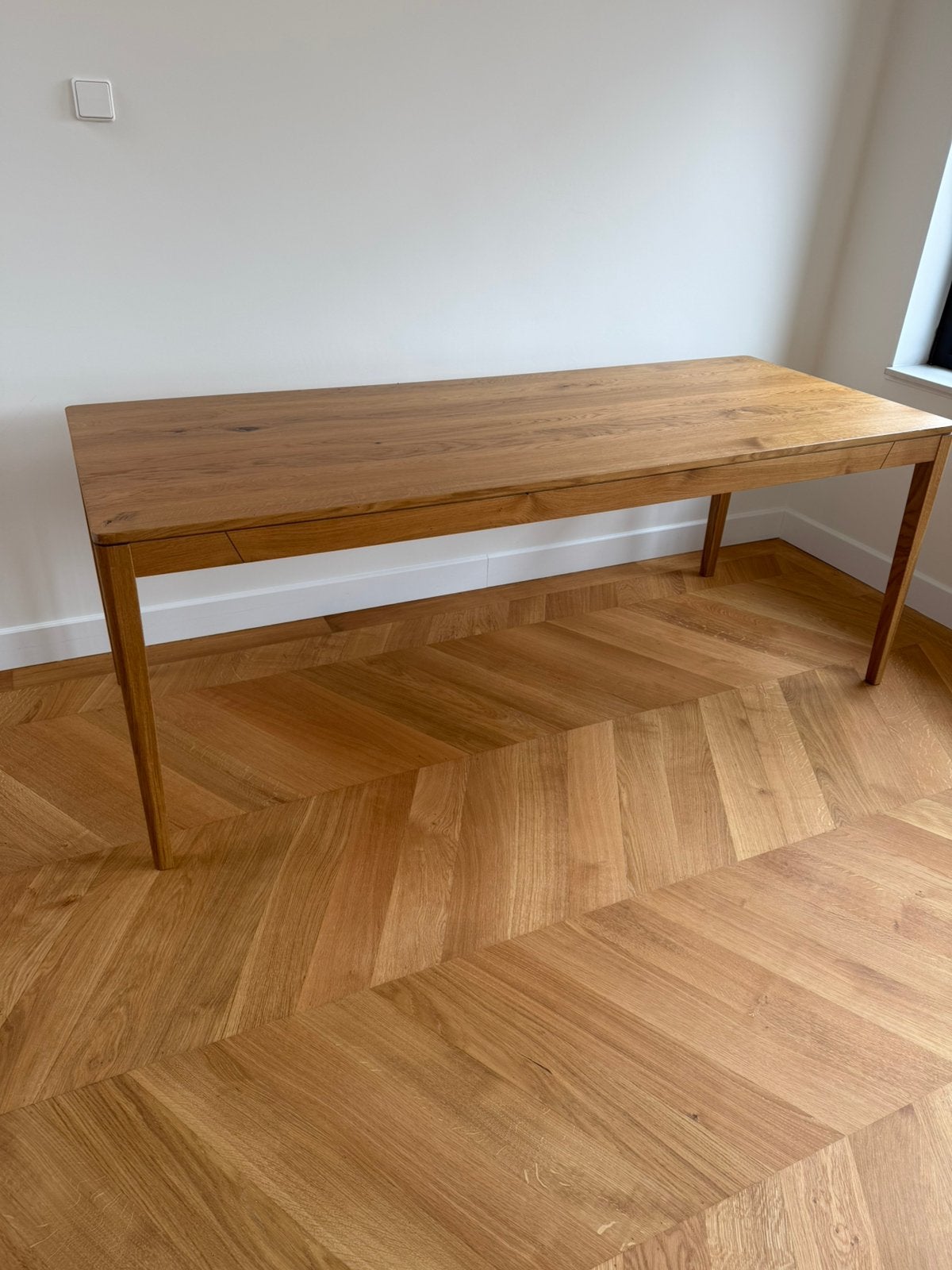 Massief eiken eettafel 200x80 – geolied, Huis en Inrichting, Ophalen, Eikenhout, 50 tot 100 cm, Zo goed als nieuw