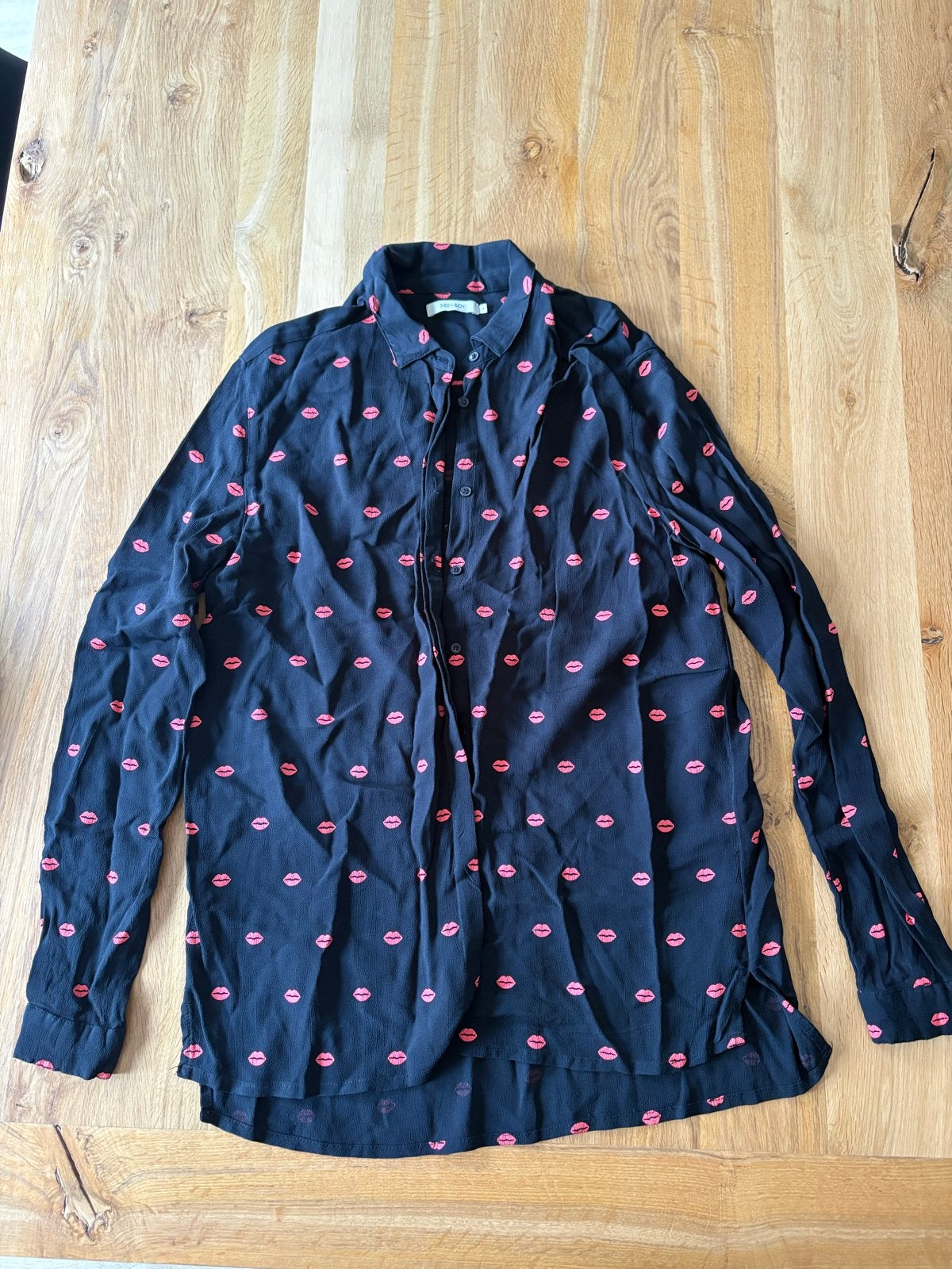 Sissy Boy blouse met lippenprint - Maat M, Ophalen of Verzenden, Gedragen, Maat 38/40 (M), Zwart