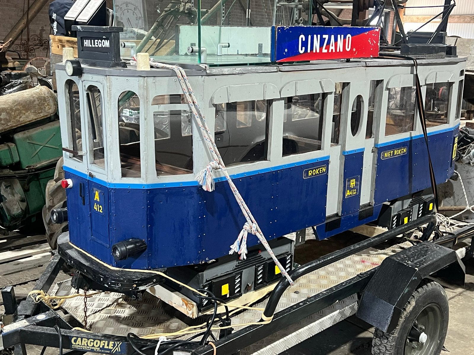 Uniek schaalmodel tram Hillegom A 412 - Cinzano, Ophalen, Gebruikt, Tram, Schaalmodel