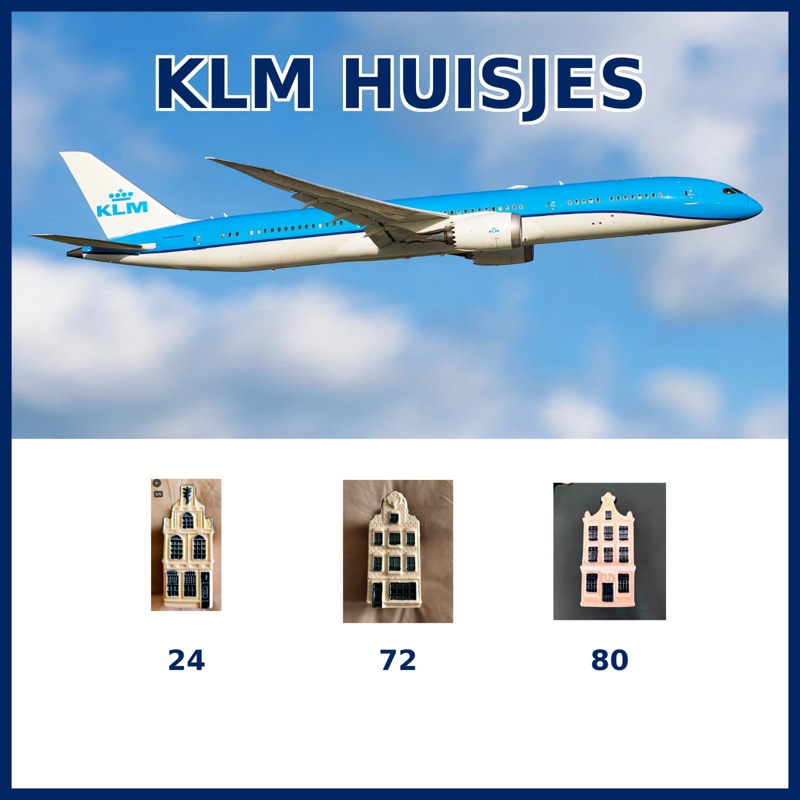 KLM Bols huisjes set: 24, 72, 80 - Gevuld & Geseald, Ophalen of Verzenden, Gevuld