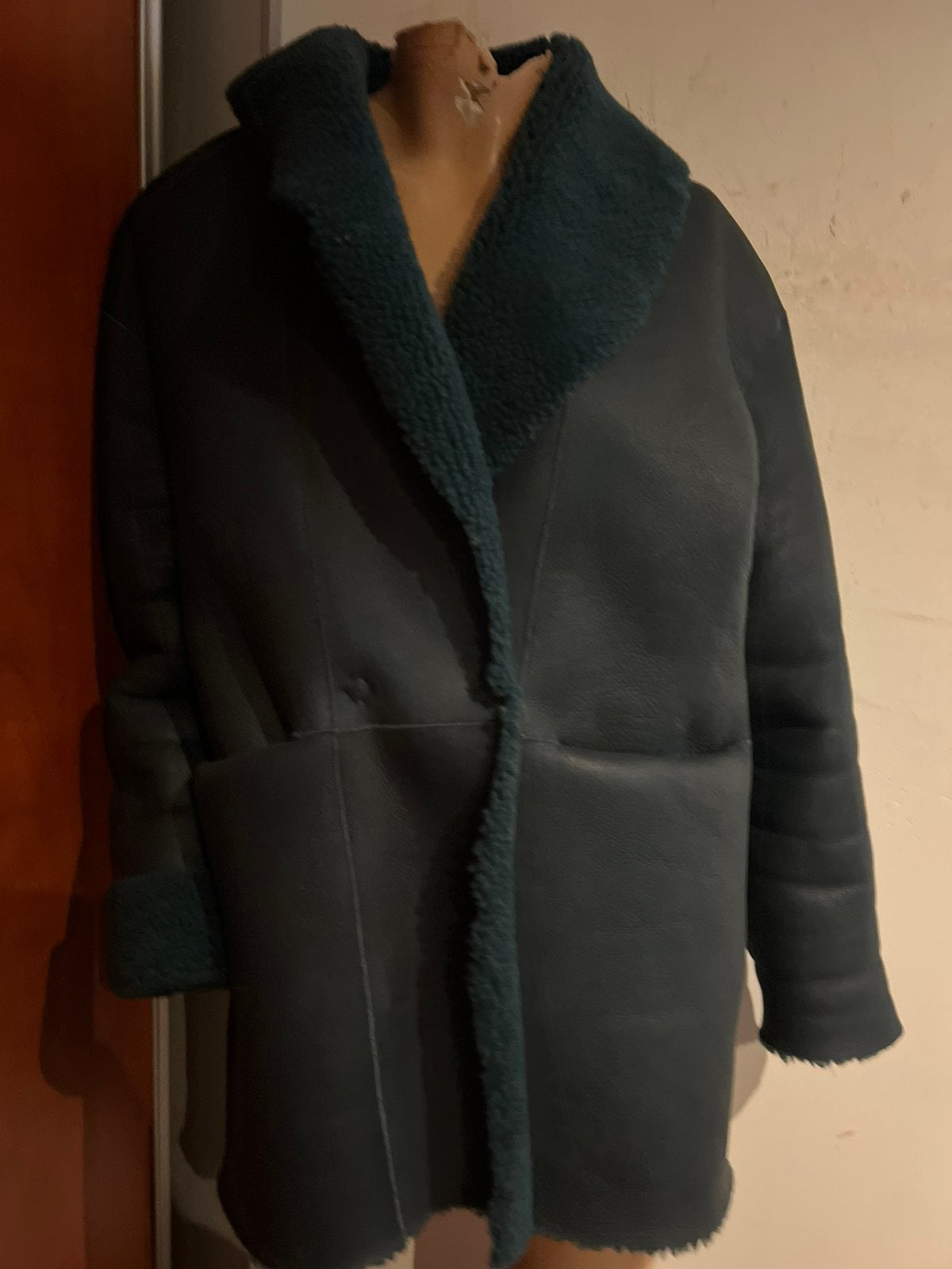 Lammycoat  maat m turquoise zgan, Maat 38/40 (M), F, Blauw, C