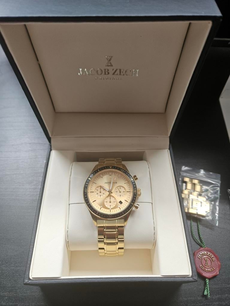 Jacob Zech Chronograaf Herenhorloge Goudkleurig, Sieraden, Tassen en Uiterlijk, Horloges | Heren, Ophalen of Verzenden, Zo goed als nieuw
