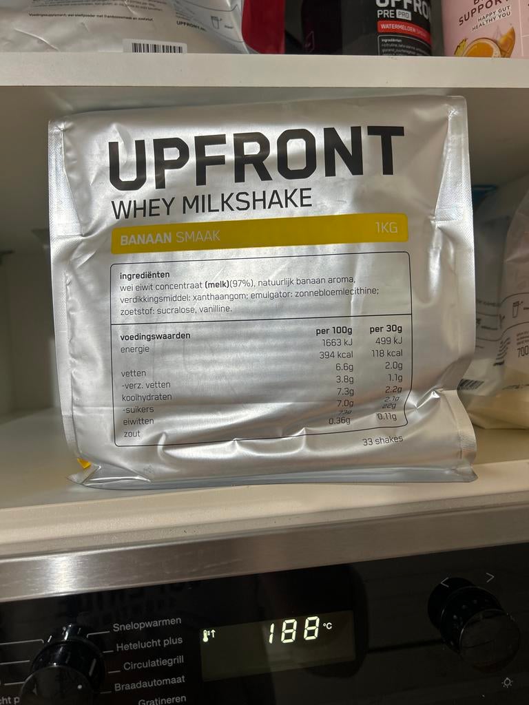 UPFRONT Whey Milkshake Banaan Smaak 1KG, Ophalen of Verzenden, Zo goed als nieuw, Overige typen
