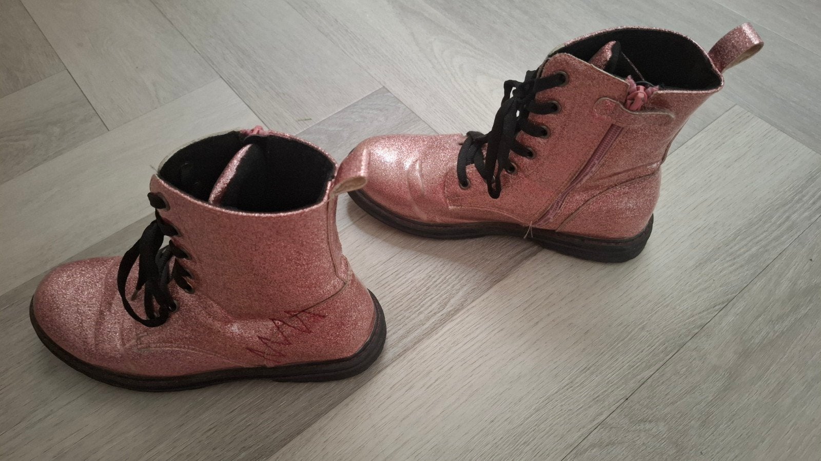 roze meisjes glitter glans laarsjes, Meisje, Ophalen of Verzenden, Laarzen, Zo goed als nieuw