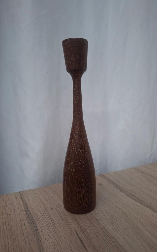 Massief teakhouten Deense kandelaar., Ophalen of Verzenden, Zo goed als nieuw, Hout, Minder dan 25 cm