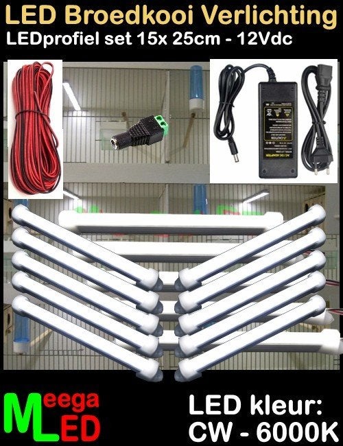 LED profiel strip SET 15x 25cm Broedkooi Kweekkooi Vogelkooi, Ophalen of Verzenden, Nieuw, Aluminium, Broedkooi of Kweekkooi