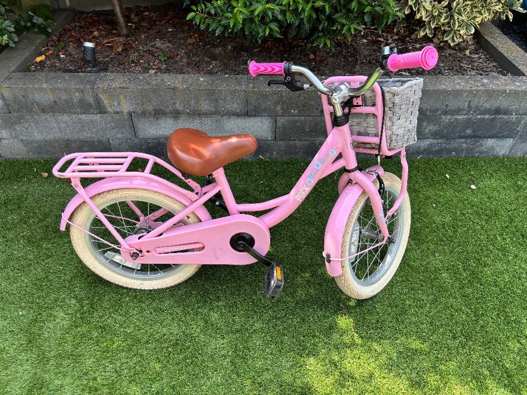 Vrolijke Meisjesfiets 16 inch - Nogan Puck met Mandje, Ophalen, Terugtraprem, Nogan, 16 tot 20 inch