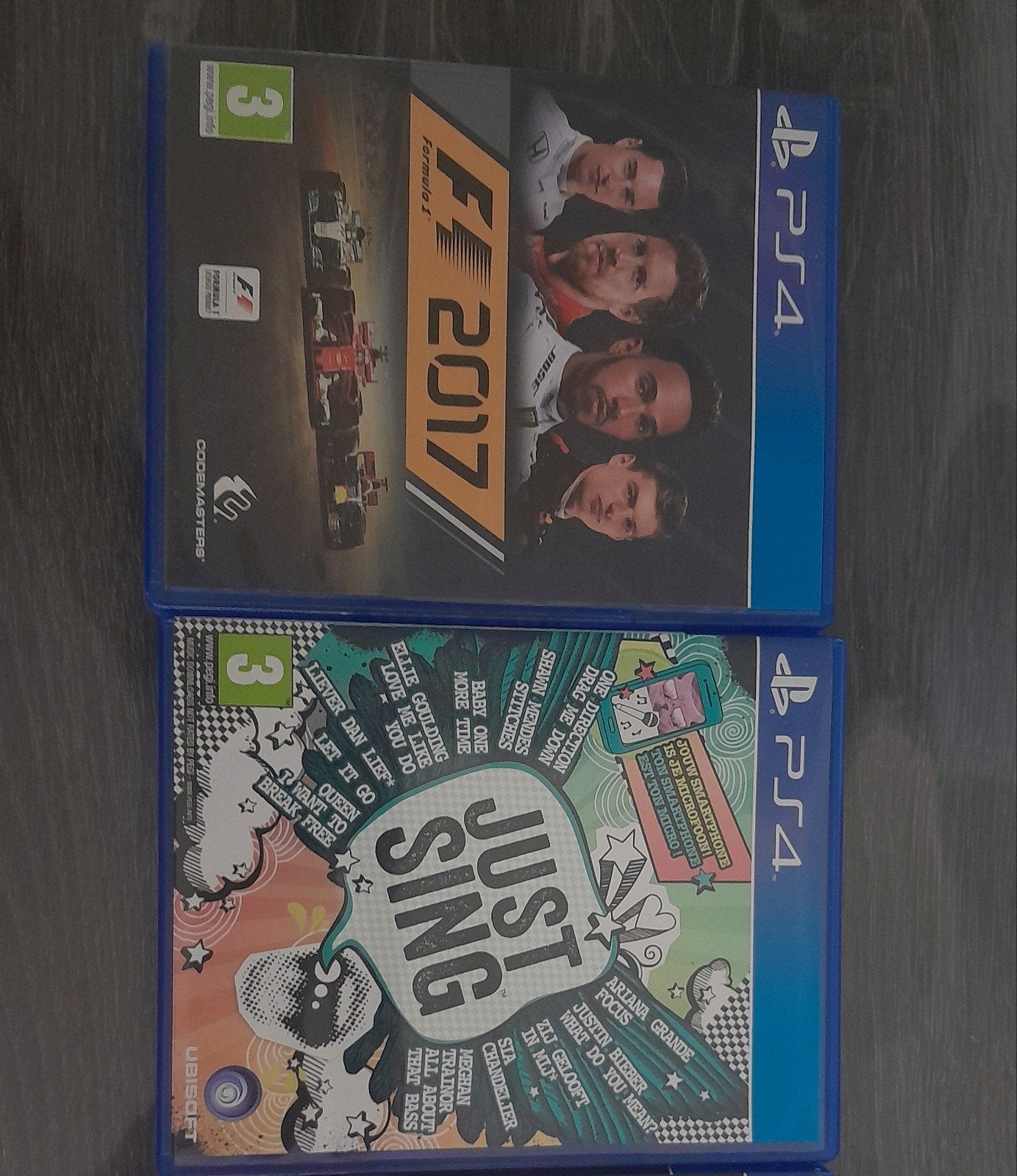PS4 Games: F1 2017, Just Sing, Gebruikt, Racen en Vliegen, 2 spelers, Ophalen of Verzenden