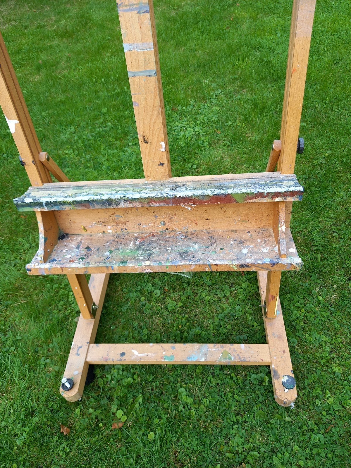 Houten schildersezel op wieltjes, Hobby en Vrije tijd, Ophalen, Gebruikt, Ezel