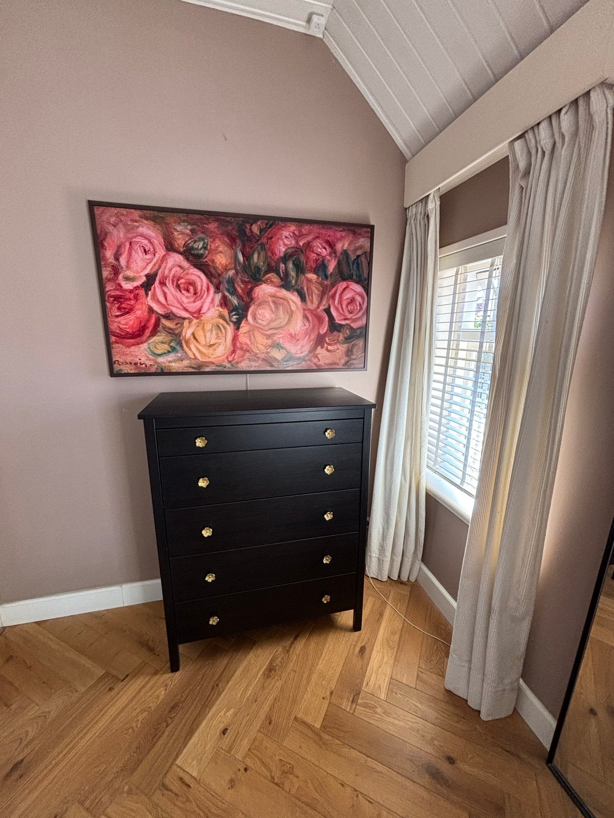 Ikea ladekast met gouden bloemknoppen, Ophalen, 5 laden of meer, 100 tot 150 cm, 50 tot 100 cm