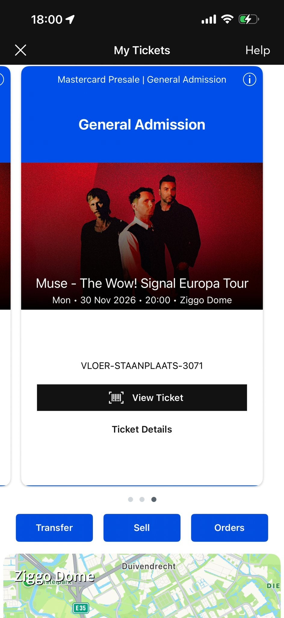 Muse monday 30.11 ziggo dom standing, Eén persoon, November