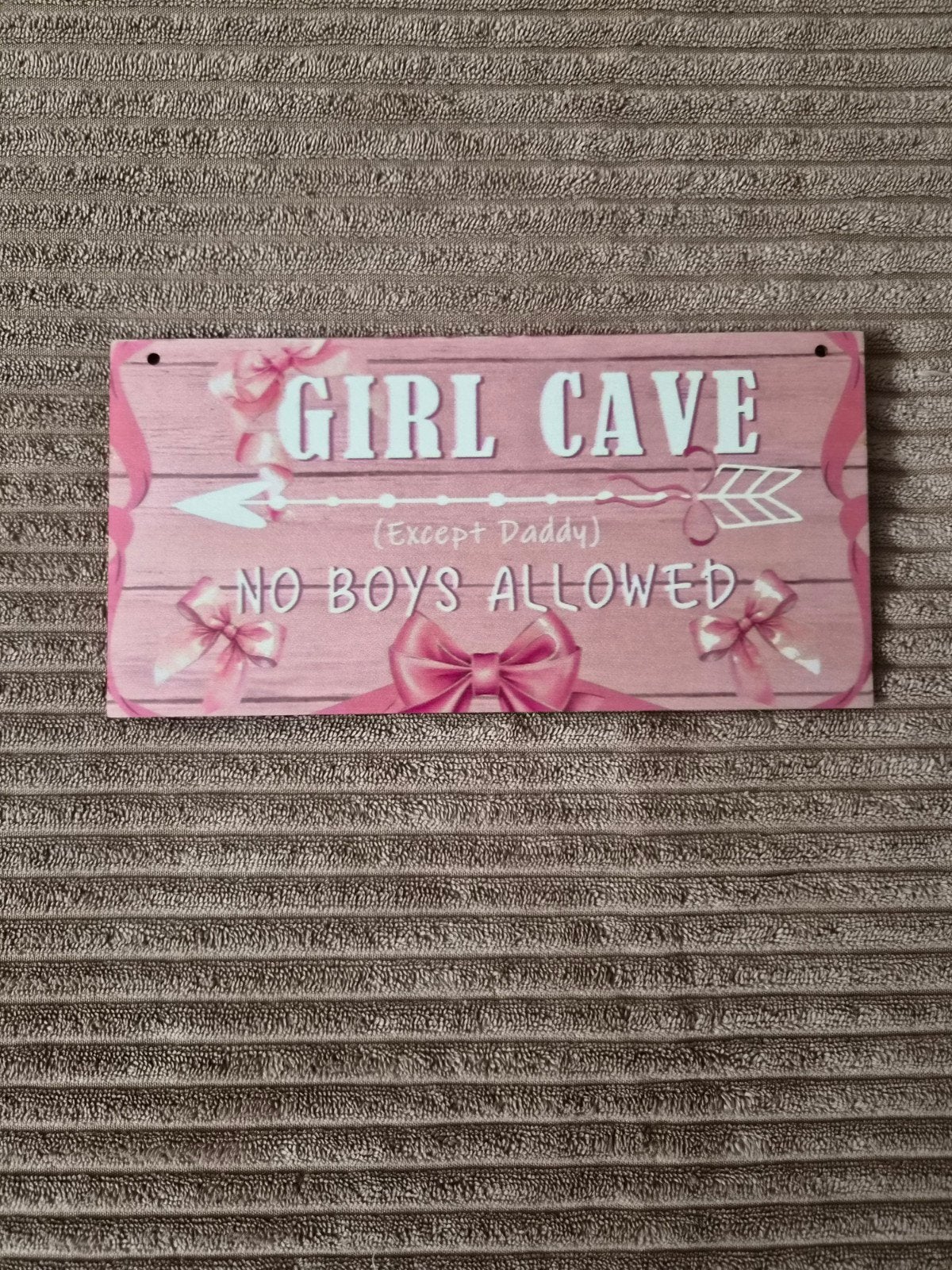 Girl Cave - No Boys Allowed (Except Daddy) - Roze Bord, Hout, Nieuw, Roze, Ophalen of Verzenden