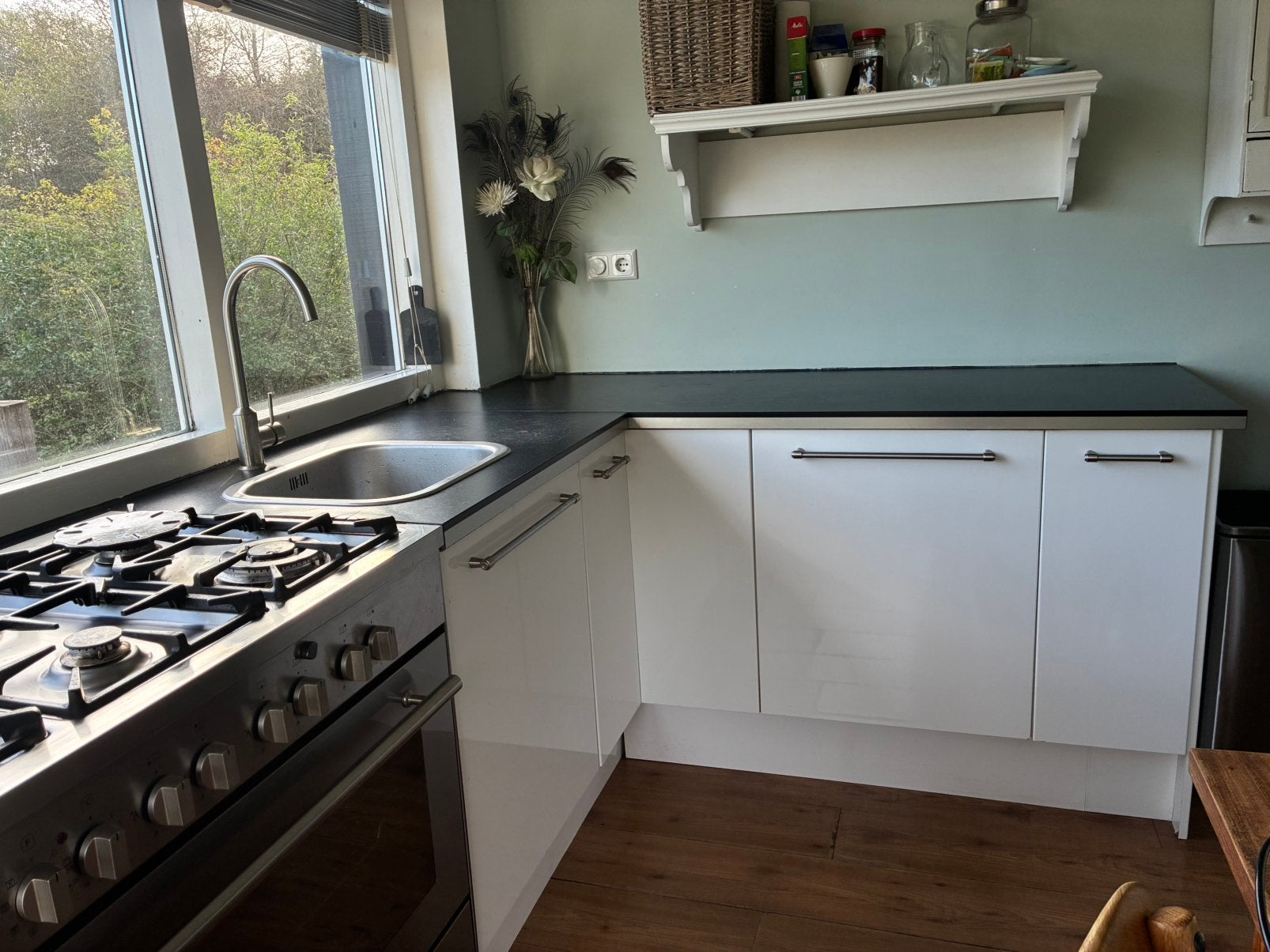 Eenvoudige Ikea keuken, Ophalen, Gebruikt, Wit, Hoekkeuken
