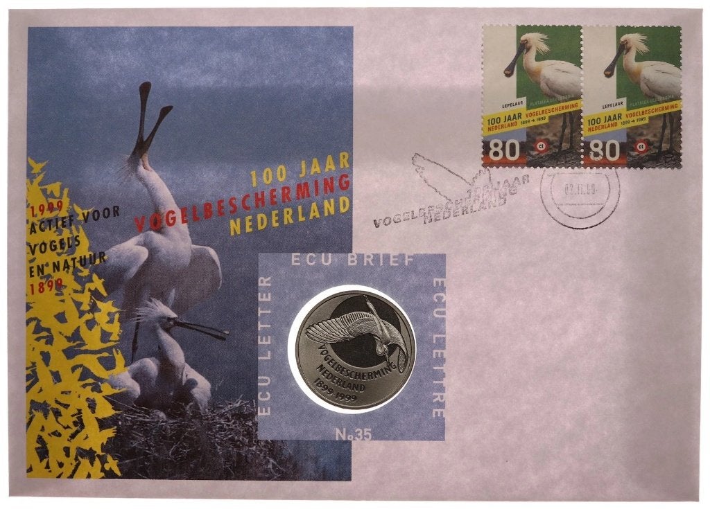 Ecu brief/letter no. 35 - 100 jaar vogelbescherming FDC, Ophalen of Verzenden, Overige materialen, Nederland