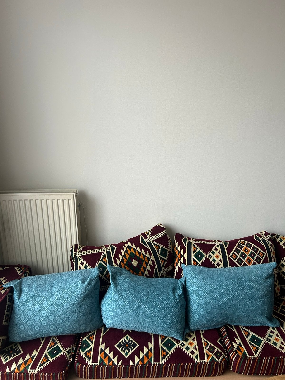 Set van 3 blauwe sierkussens, Ophalen, Overige merken, Blauw, Met print