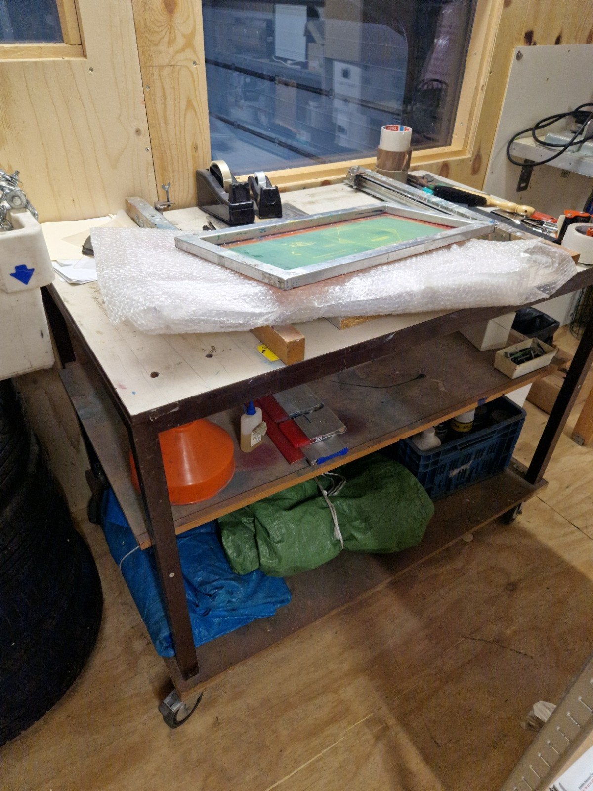zeefdruktafel + zeeframen, Ophalen, Gebruikt