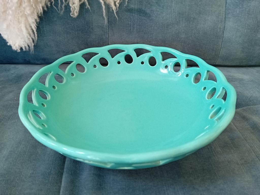 Vintage Turquoise schaal Zenith Gouda 834, Ophalen of Verzenden