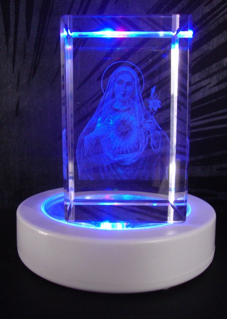 decoratie cube Maria Beeld met LED Verlichting - nieuw, Ophalen of Verzenden, Nieuw, Beeld(je), Christendom | Katholiek
