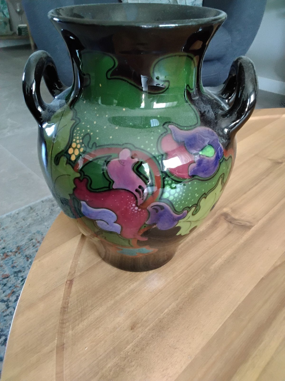 gouds glas plateel vaas met oren, Antiek en Kunst, Antiek | Vazen, Ophalen