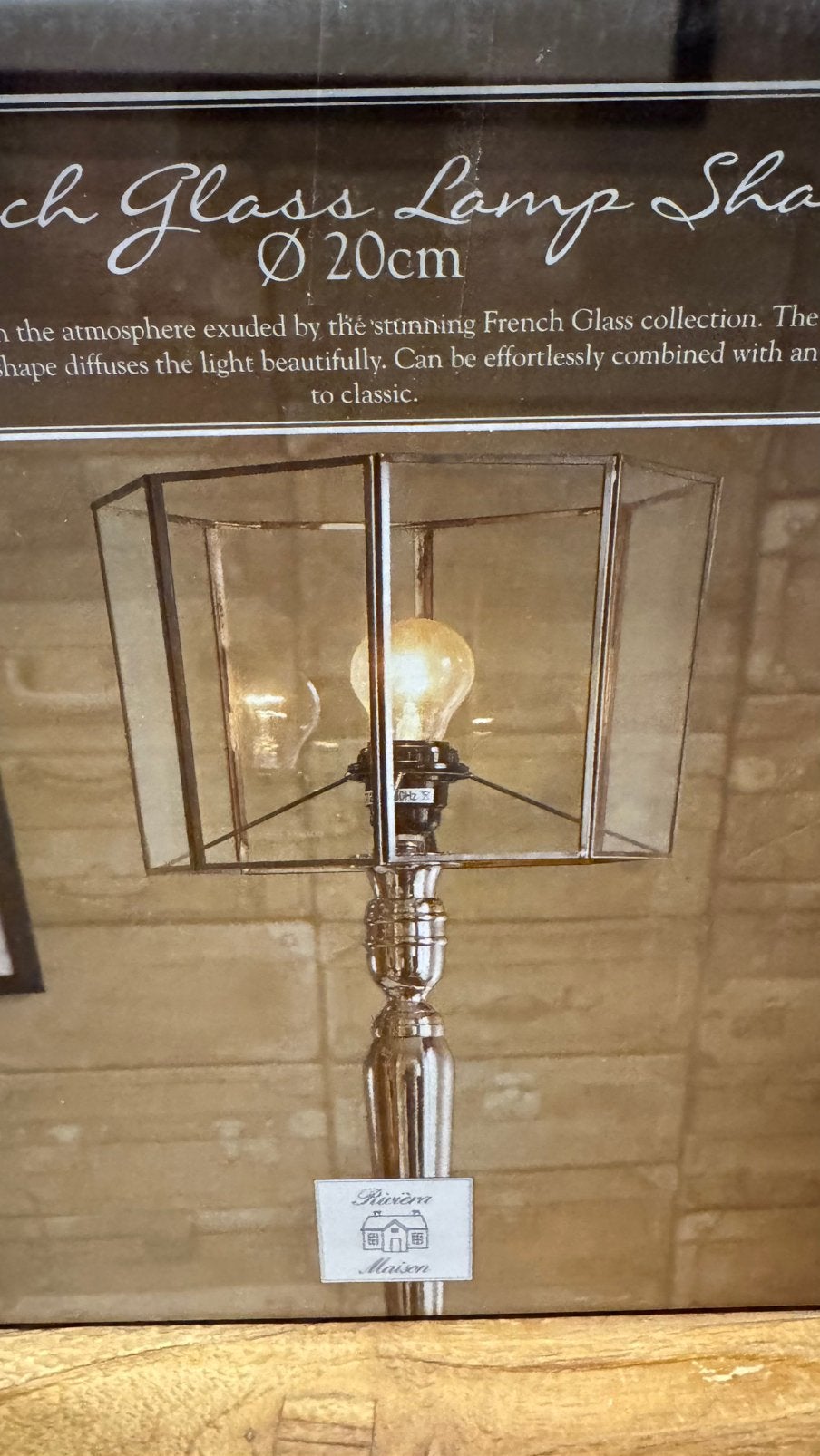 4x Riviera Maison French Glass lampenkap Ø20cm nieuw in doos, Huis en Inrichting, Ophalen, 20 cm, Tafellamp, Nieuw