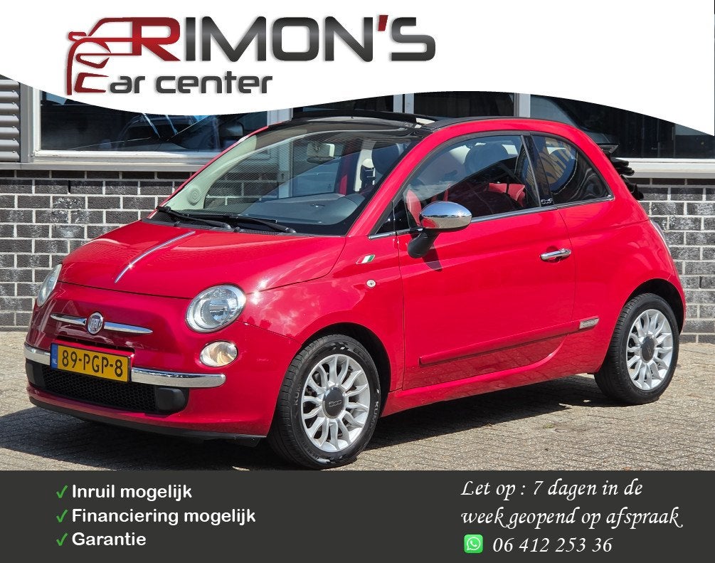Fiat 500 C 0.9 TwinAir Lounge Cabrio Leder Pdc Nap, Auto's, Euro 5, 86 pk, Gebruikt, 31 €/maand