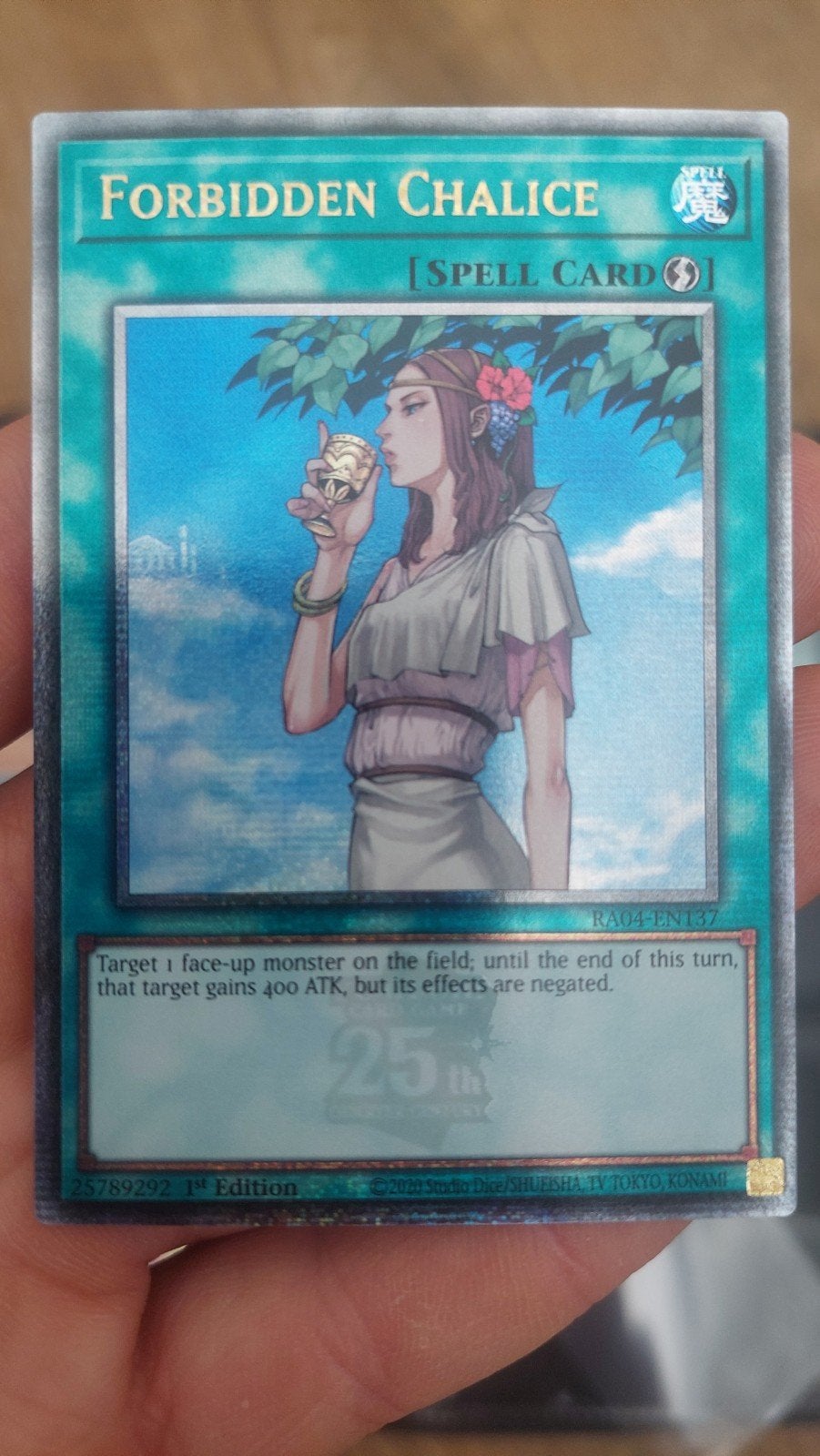 Forbidden Chalice Quarter Century Secret Rare RA04-EN137, Ophalen of Verzenden, Nieuw, Losse kaart, Foil